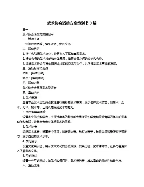 武术协会活动方案策划书3篇