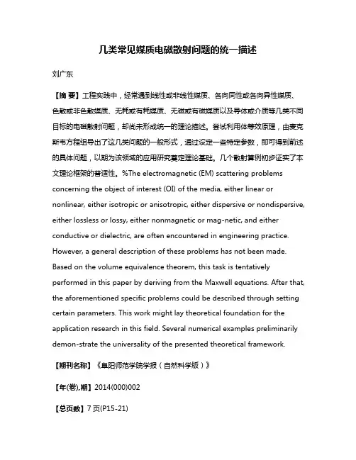 几类常见媒质电磁散射问题的统一描述
