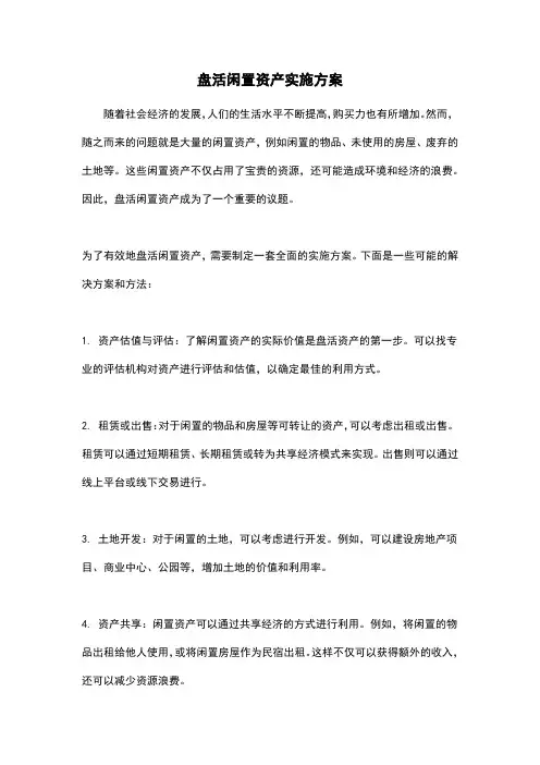 盘活闲置资产实施方案