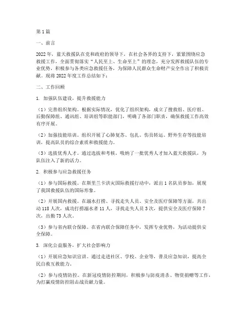 蓝天救援年度总结报告(3篇)