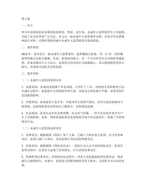 青少年法律案例评析范文(3篇)