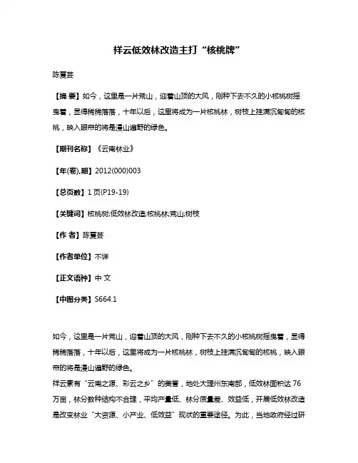 祥云低效林改造主打“核桃牌”