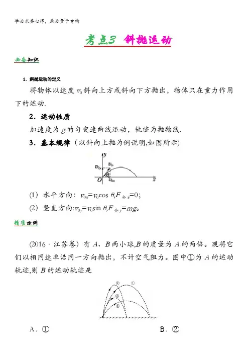 高频考点解密物理——抛体运动与圆周运动考点斜抛运动