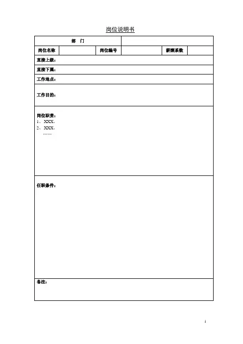 岗位说明书(模板).doc
