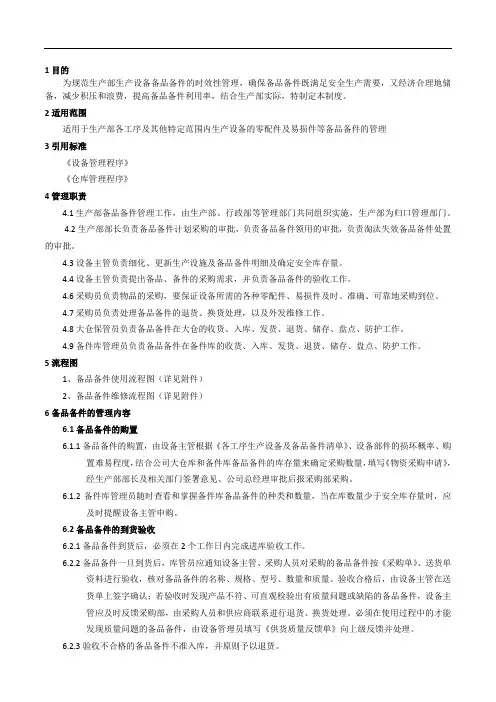 生产备品备件管理规范