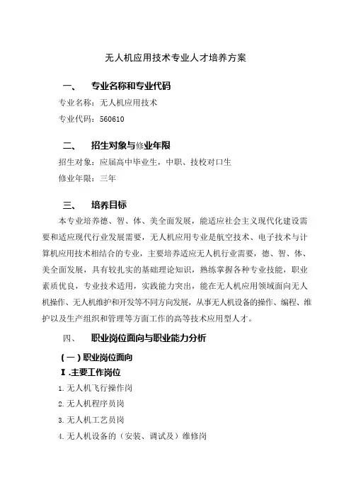无人机应用技术专业人才培养方案(高职)(可编辑修改word版)