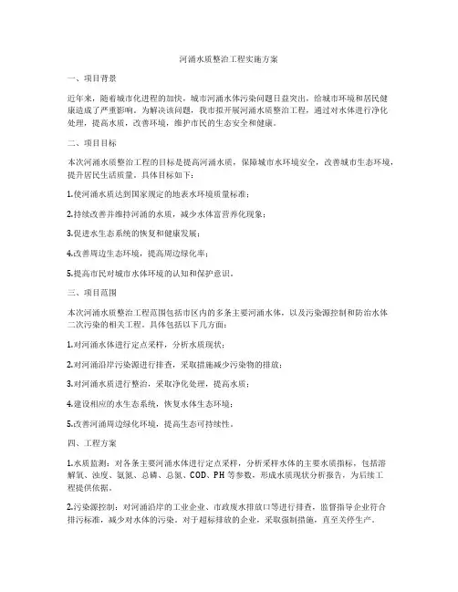 河涌水质整治工程实施方案
