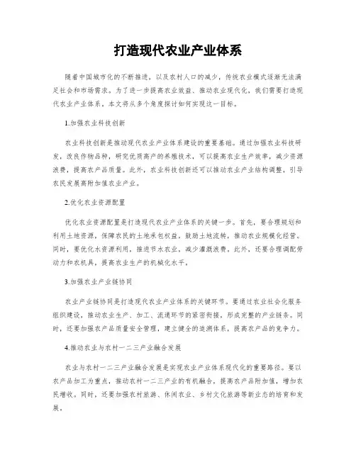 打造现代农业产业体系