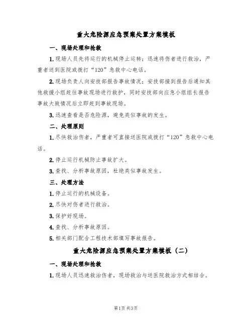 重大危险源应急预案处置方案模板(三篇)