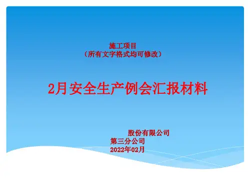 项目月度安全生产工作汇报PPT模板
