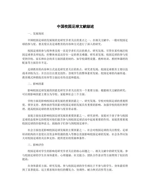 中国校园足球文献综述
