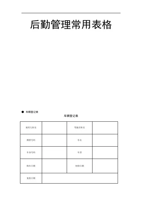 后勤管理常用表格 14个