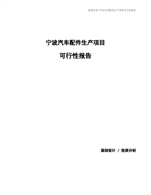 宁波汽车配件生产项目可行性报告