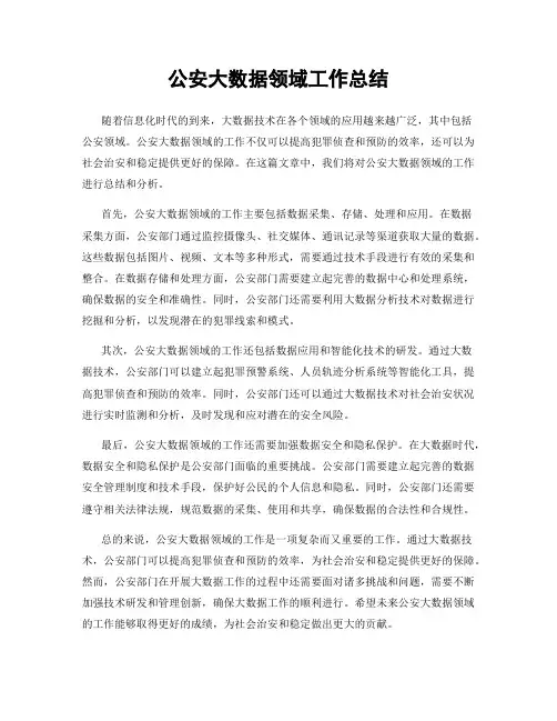 公安大数据领域工作总结