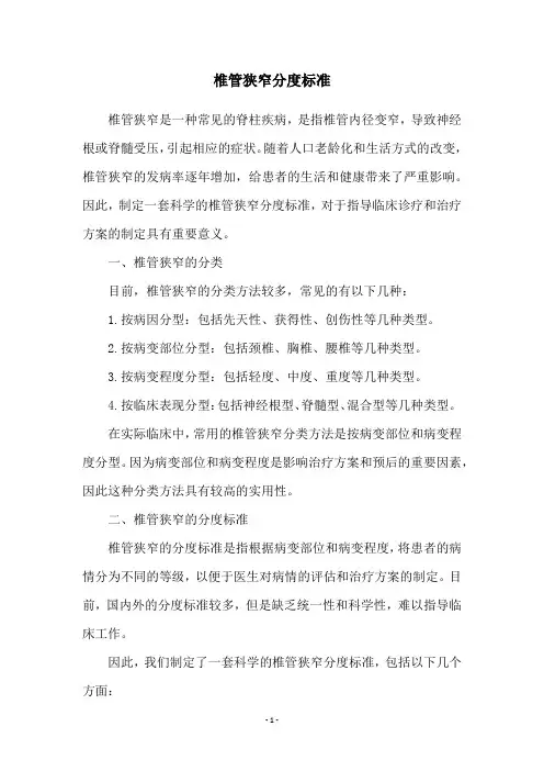 椎管狭窄分度标准
