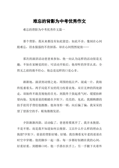 难忘的背影为中考优秀作文