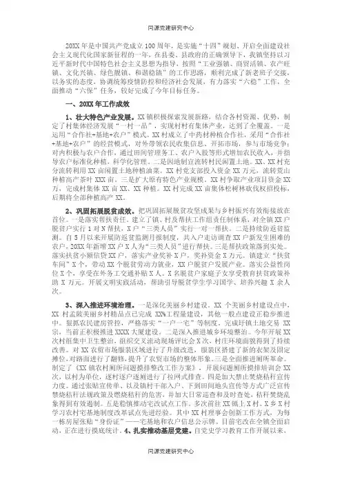 镇20XX年工作总结及20XX年工作打算 (2)