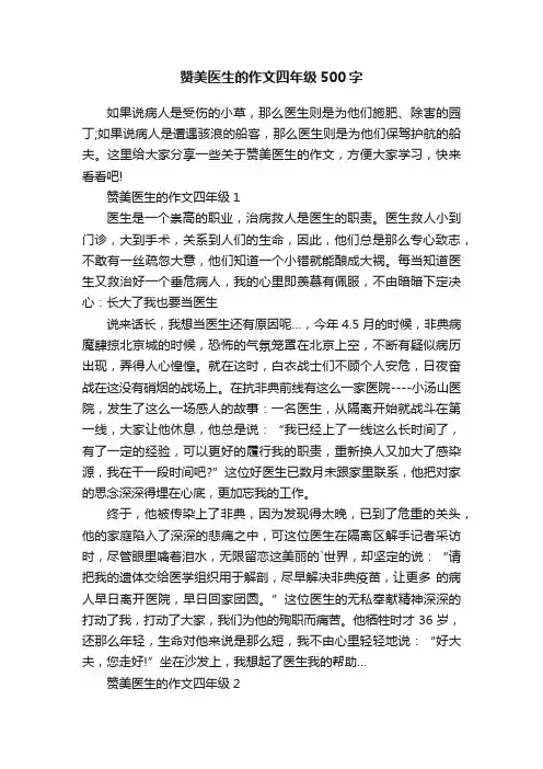 赞美医生的作文四年级500字