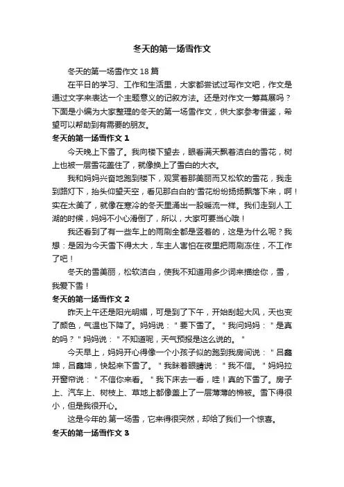 冬天的第一场雪作文18篇