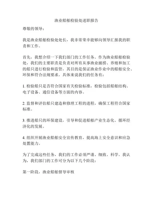 渔业船舶检验处述职报告