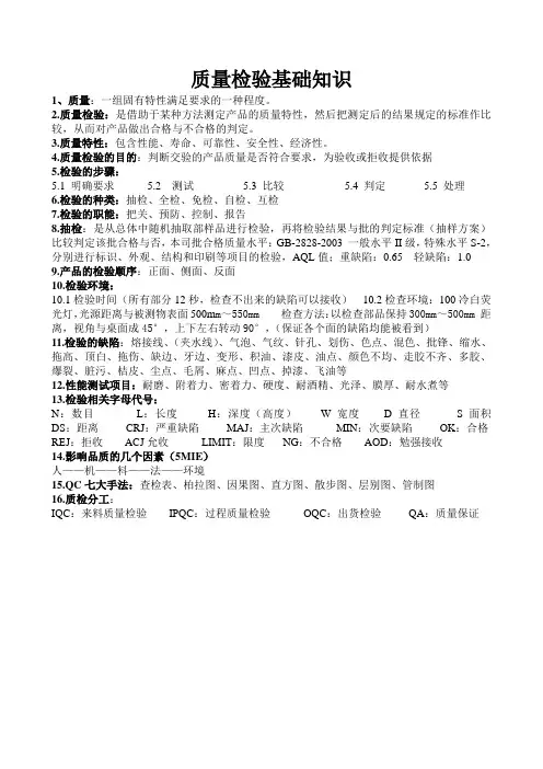 质量检验基础知识
