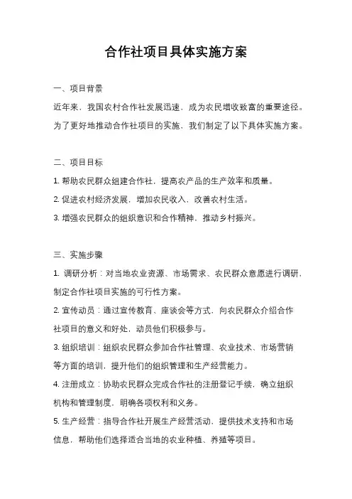 合作社项目具体实施方案