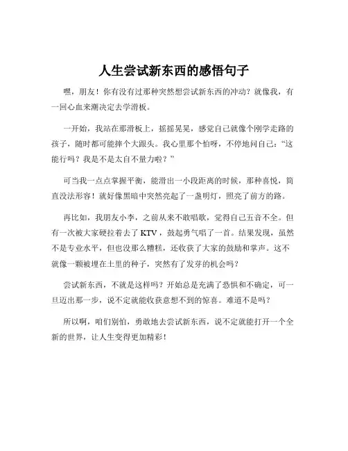 人生尝试新东西的感悟句子