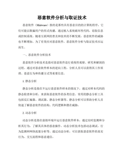 恶意软件分析与取证技术