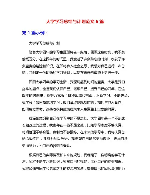 大学学习总结与计划范文6篇