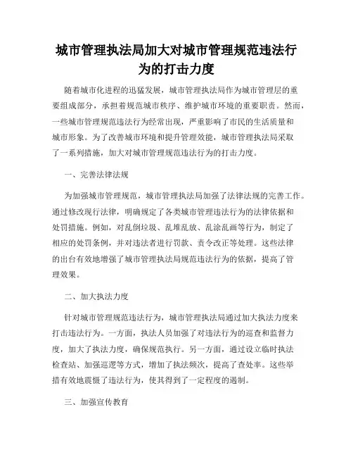 城市管理执法局加大对城市管理规范违法行为的打击力度
