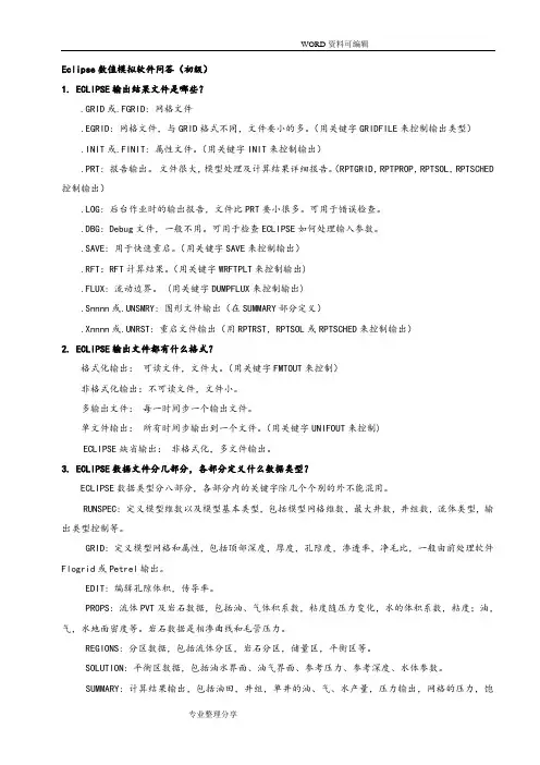 Eclipse数值模拟软件问答