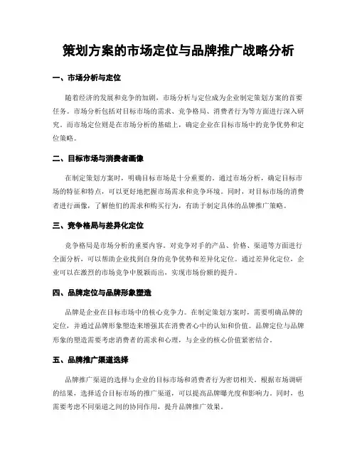 策划方案的市场定位与品牌推广战略分析