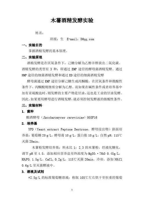 木薯酒精发酵实验1