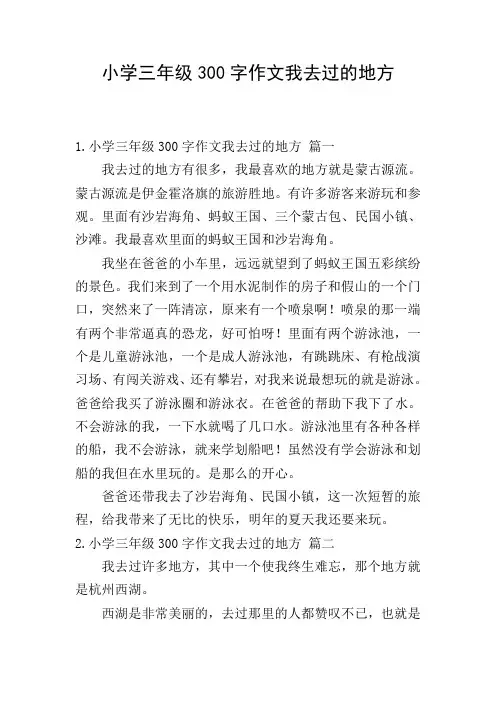 小学三年级300字作文我去过的地方