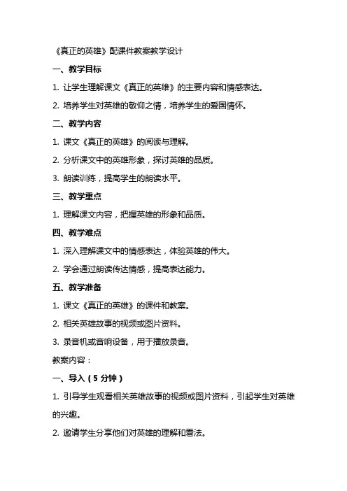 《真正的英雄》配课件教案教案教学设计