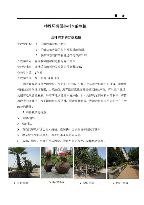 园林树木栽培与养护 园林树木的容器栽植教案