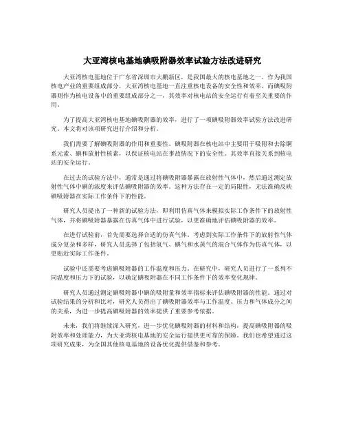大亚湾核电基地碘吸附器效率试验方法改进研究