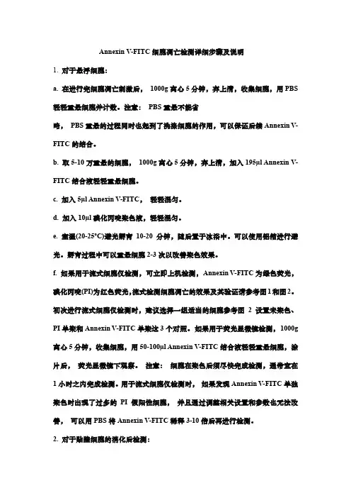 Annexin V-FITC细胞凋亡检测详细步骤及说明