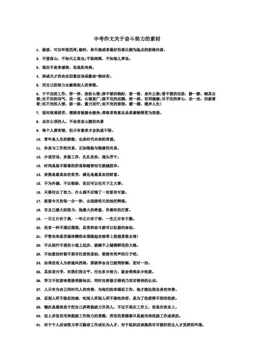 中考作文关于奋斗努力的素材
