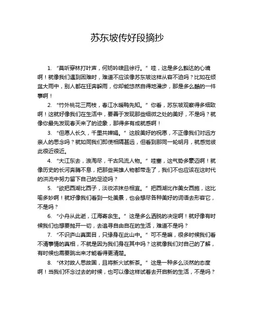 苏东坡传好段摘抄