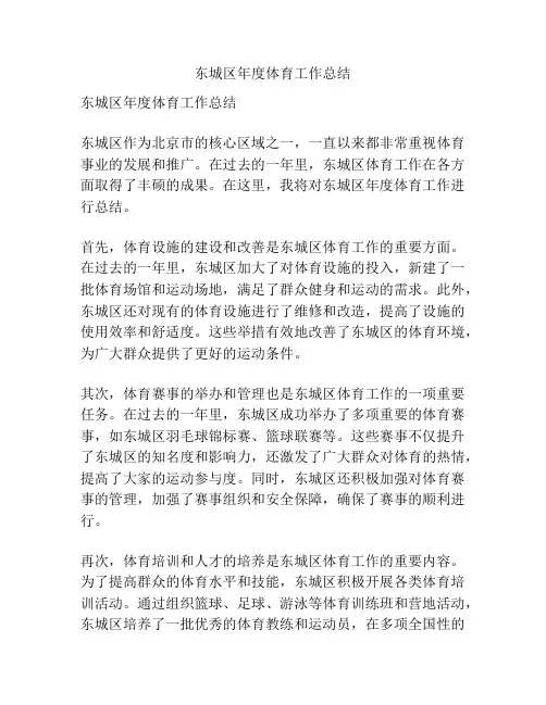东城区年度体育工作总结