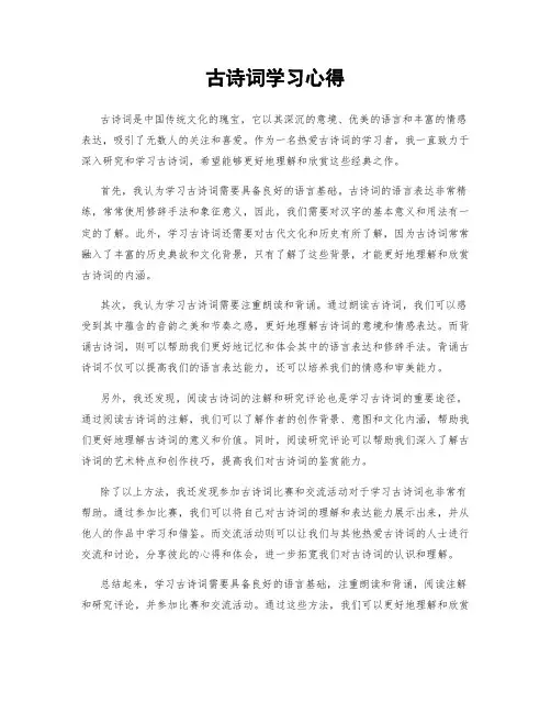 古诗词学习心得