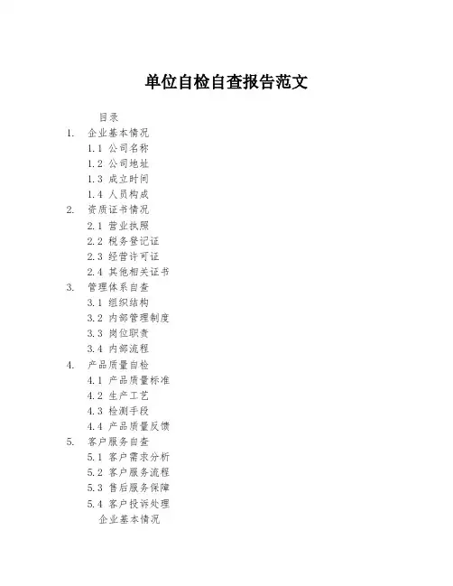 单位自检自查报告范文