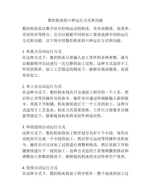数控机床的六种运行方式和功能