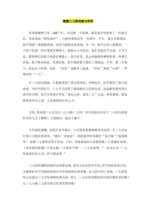 探索三七的功效与作用