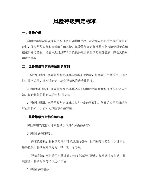 风险等级判定标准