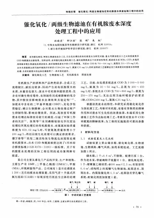 催化氧化／两级生物滤池在有机胺废水深度处理工程中的应用
