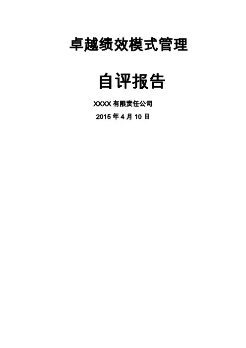 卓越绩效模式区长市长质量奖自评报告图文