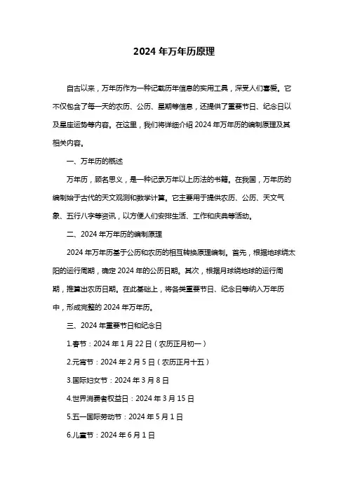 2024年万年历原理