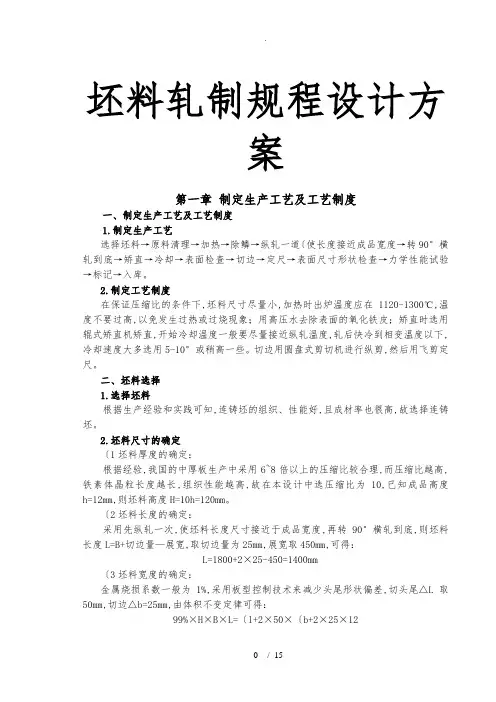 坯料轧制规程设计方案